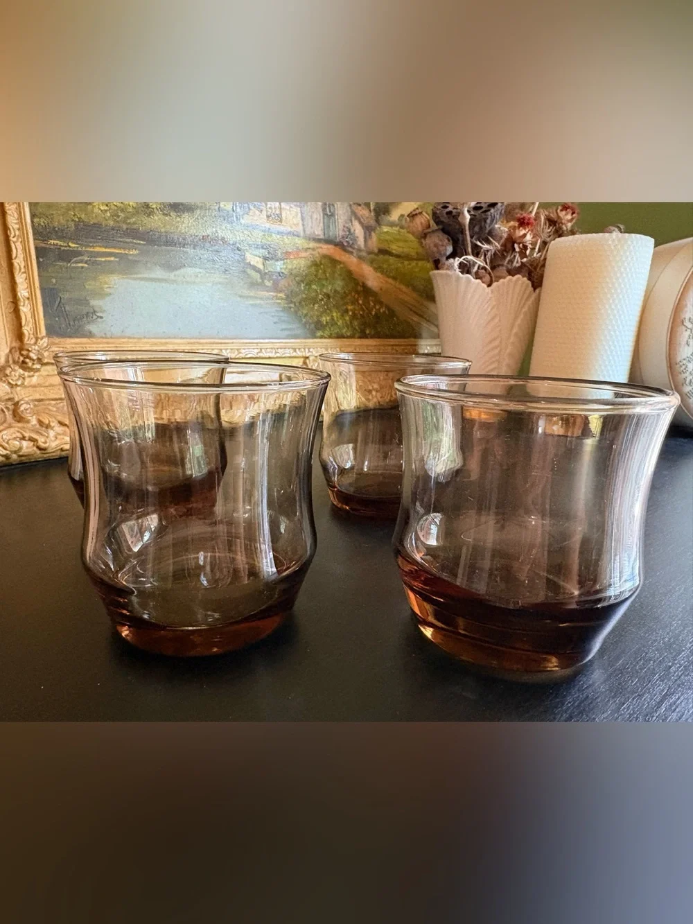 VTG Libbey Tawny “Apollo” 8 Oz. Juice/ Low Water Glasses Set of 4 MCM Barware